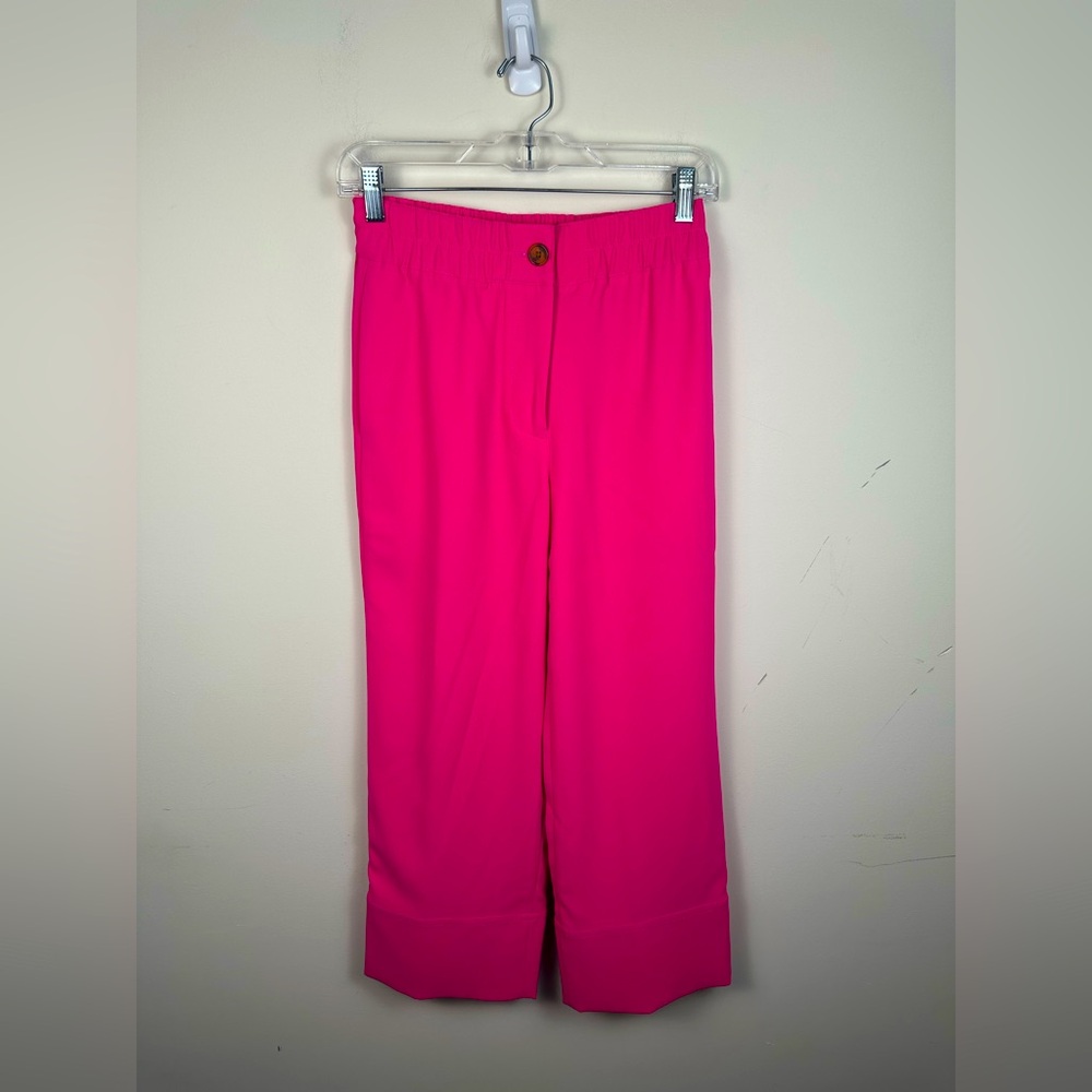 J. Crew Wide Leg Pants Women 00 Pink Excellent Barbiecore Dress Trousers